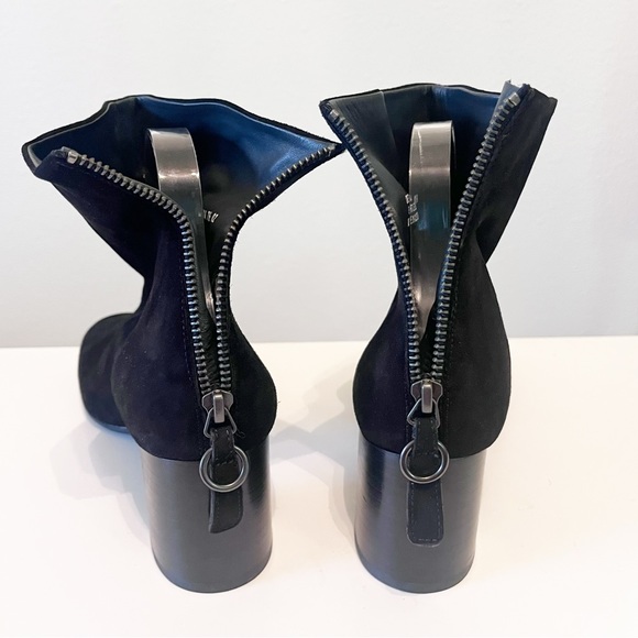Paul Green Black Suede Ankle Booties with Chunky Block Heel Size 7.5 - Picture 5 of 11